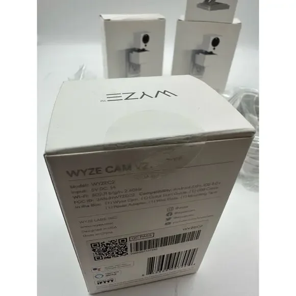 Set of 2 Wyze Cam WYZEC2 Wireless Indoor Smart Home Camera w Stand & Power Cords - Picture 3 of 6